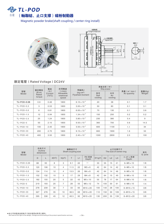  自冷式磁粉制动器配张力控制器型号规格参数表